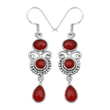 Carnelian Cabochon Silver Earrings