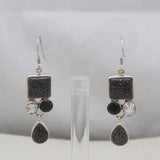 Black Coral Silver Earrings