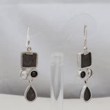 Black Coral Silver Earrings