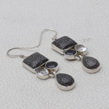 Black Coral Silver Earrings