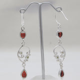 Garnet & Peridot Sterling Silver Dangle Earrings