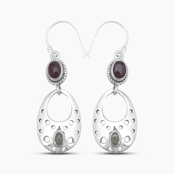 Natural Tourmaline Silver Earrings