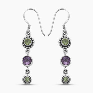 Natural Peridot Silver Earrings