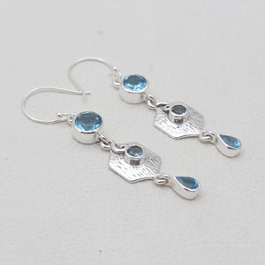 925 Sterling Silver Blue Topaz Earrings