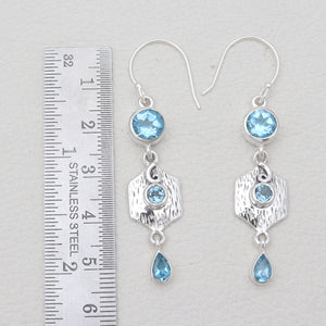 925 Sterling Silver Blue Topaz Earrings