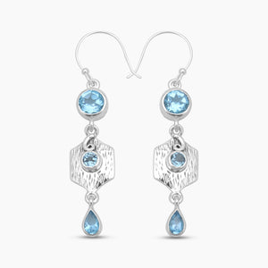925 Sterling Silver Blue Topaz Earrings