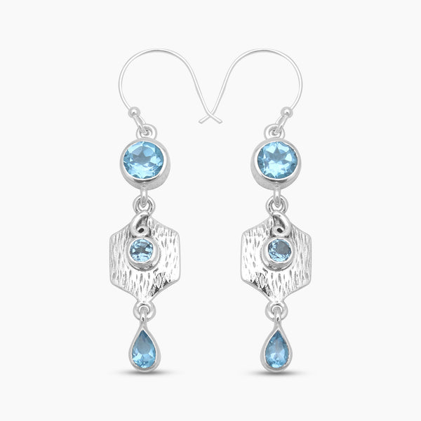 925 Sterling Silver Blue Topaz Earrings