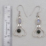 Natural Rainbow Moonstone Silver Earrings