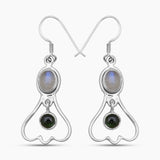 Natural Rainbow Moonstone Silver Earrings