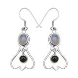 Natural Rainbow Moonstone Silver Earrings