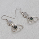 Natural Rainbow Moonstone Silver Earrings