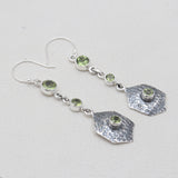 Vintage Hammered Silver Garnet Drop Earrings