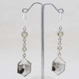 Vintage Hammered Silver Garnet Drop Earrings