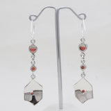 Vintage Hammered Silver Garnet Drop Earrings