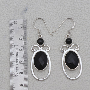 Black Onyx Silver Earring