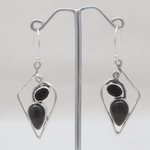 Black Onyx Silver Earrings