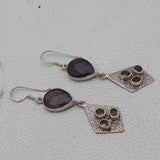 Natural Sapphire Silver Earrings