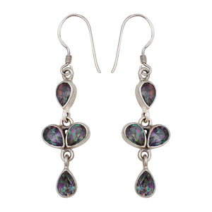 Natural Mystic Quartz Silver Earrings