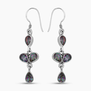 Natural Mystic Quartz Silver Earrings