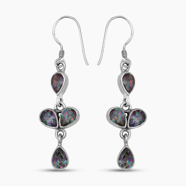 Natural Mystic Quartz Silver Earrings