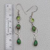 Green Copper Turquoise Silver Earrings