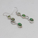 Green Copper Turquoise Silver Earrings