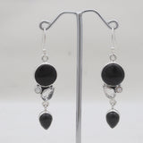 Black Onyx Silver Earrings