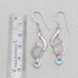 Rainbow Moonstone  Silver Earrings