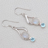 Rainbow Moonstone  Silver Earrings