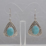 Natural Larimar Silver Earrings