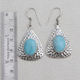 Natural Larimar Silver Earrings