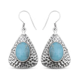 Natural Larimar Silver Earrings