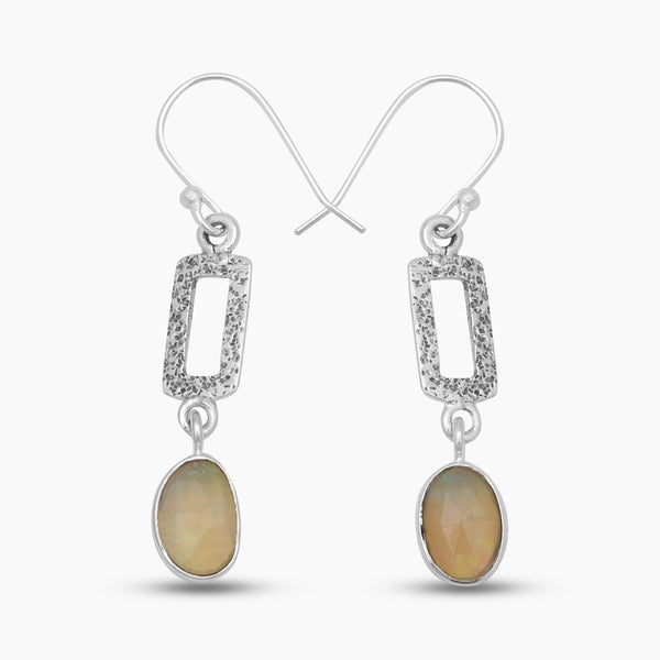 Ethiopian Opal Silver Drop Earrings