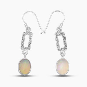 Ethiopian Opal Silver Drop Earrings
