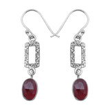 Garnet Silver Earrings