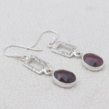 Garnet Silver Earrings