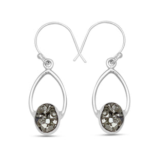 925 Sterling Silver Malachite Fiber Earrings