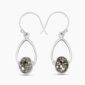 925 Sterling Silver Malachite Fiber Earrings