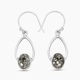 925 Sterling Silver Malachite Fiber Earrings