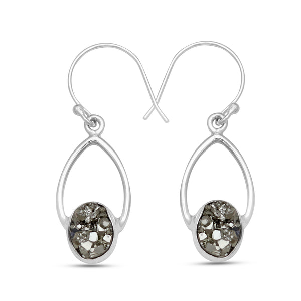 925 Sterling Silver Malachite Fiber Earrings