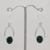 925 Starling Silver Malachite Fiber Earring