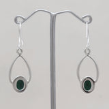 925 Starling Silver Malachite Fiber Earring