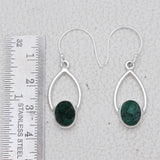 925 Starling Silver Malachite Fiber Earring