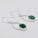 925 Starling Silver Malachite Fiber Earring