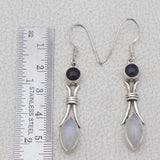 Natural Rainbow Moonstone Silver Earrings