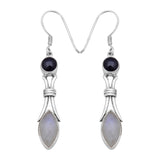 Natural Rainbow Moonstone Silver Earrings