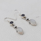 Natural Rainbow Moonstone Silver Earrings