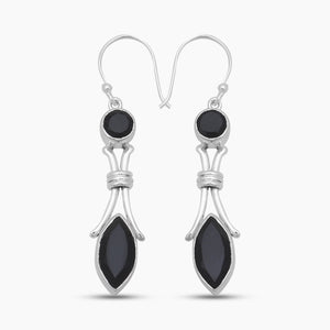 Black Onyx Silver Designer Earrings