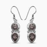 Natural Smoky Quartz Silver Earrings