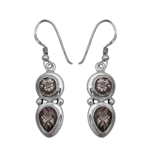 Natural Smoky Quartz Silver Earrings